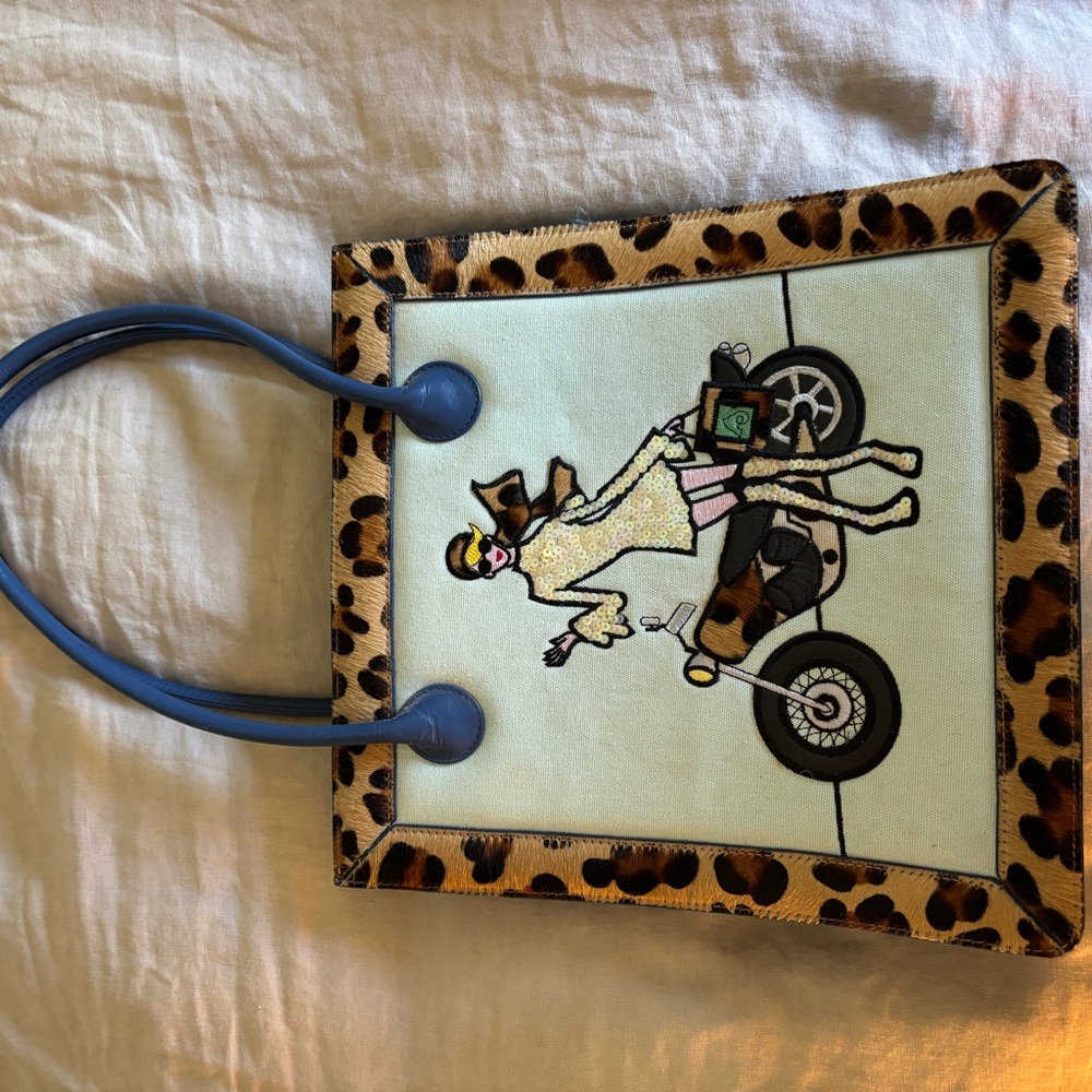 Vintage Nicole Miller Tote with leopard trim